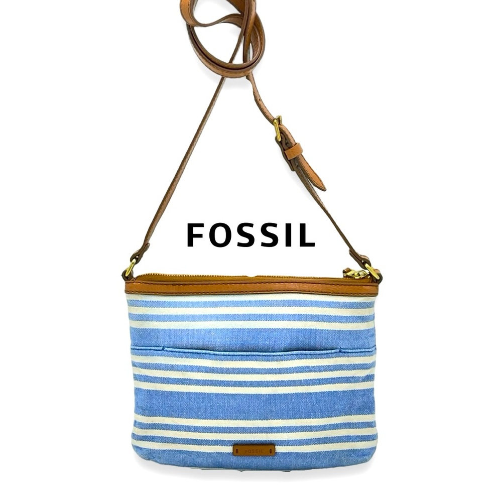 Vintage Fossil Striped Canvas Crossbody
